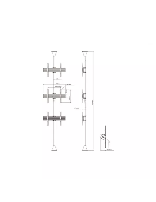MULTIBRACKETS 5754 Boden-Decken-Halterung Multibrackets Floor to Ceiling Mount Pro MBFC3U Chrome - 3 Bildschirme 40 -65  VESA
