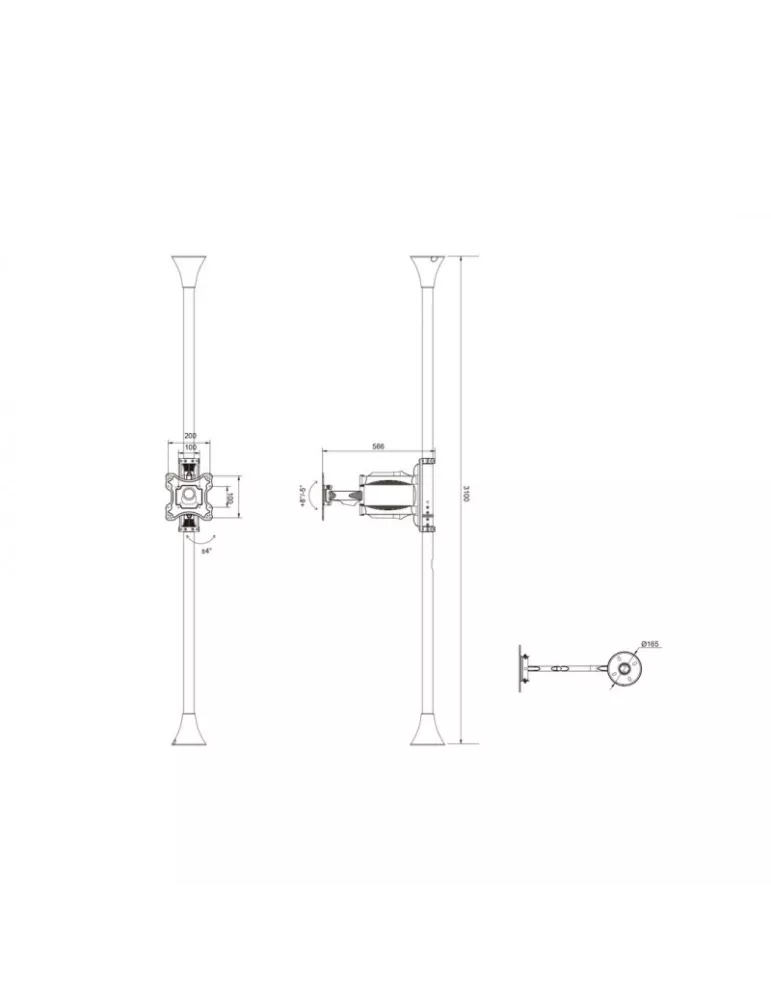 MULTIBRACKETS 6393 Support sol plafond Multibrackets Floor to Ceiling Mount Pro MBFC1F VESA200 - écran 17"-46" VESA Max 200x200