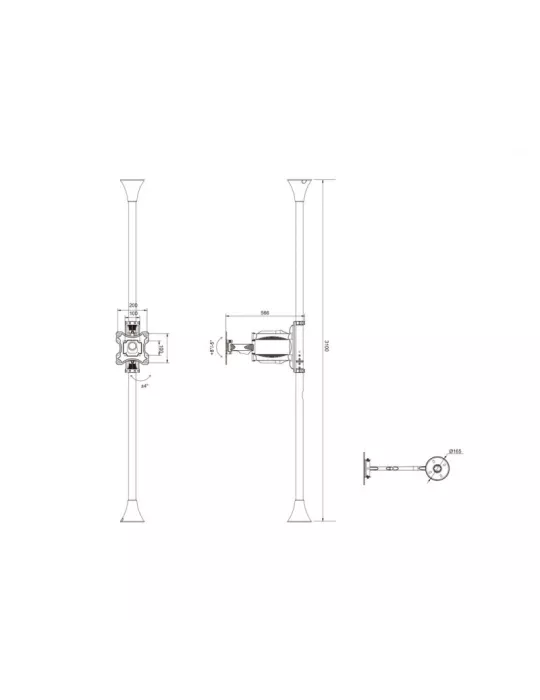 MULTIBRACKETS 6393 Support sol plafond Multibrackets Floor to Ceiling Mount Pro MBFC1F VESA200 - 17 -46  screen VESA Max 200x2