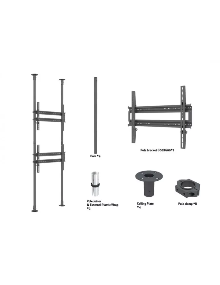 MULTIBRACKETS 7949 Boden-Decken-Halterung Multibrackets Floor to Ceiling Mount Pro MBFC2P2UHD - 2 Monitore 65 -100  VESA Max 8