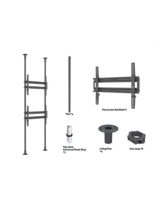 MULTIBRACKETS 7949 Soporte sol plafond Multibrackets Soporte de suelo a techo Pro MBFC2P2UHD - 2 pantallas 65 -100  VESA Max 8