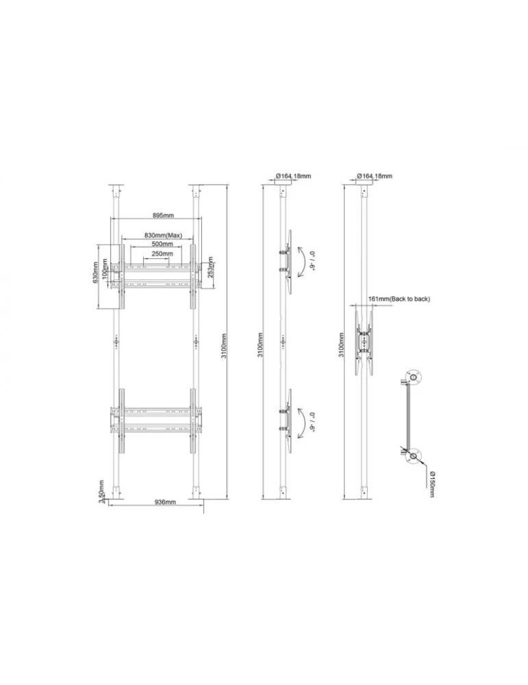 MULTIBRACKETS 7949 Boden-Decken-Halterung Multibrackets Floor to Ceiling Mount Pro MBFC2P2UHD - 2 Monitore 65 -100  VESA Max 8