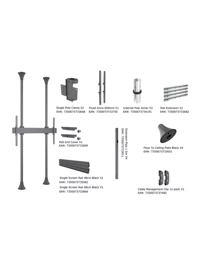 MULTIBRACKETS 7395 Support sol-plafond Multibrackets Floor to ceiling Mount Pro MBFC1UX1 REF  MULTIBRACKETS MUL7395 | MusicGoo