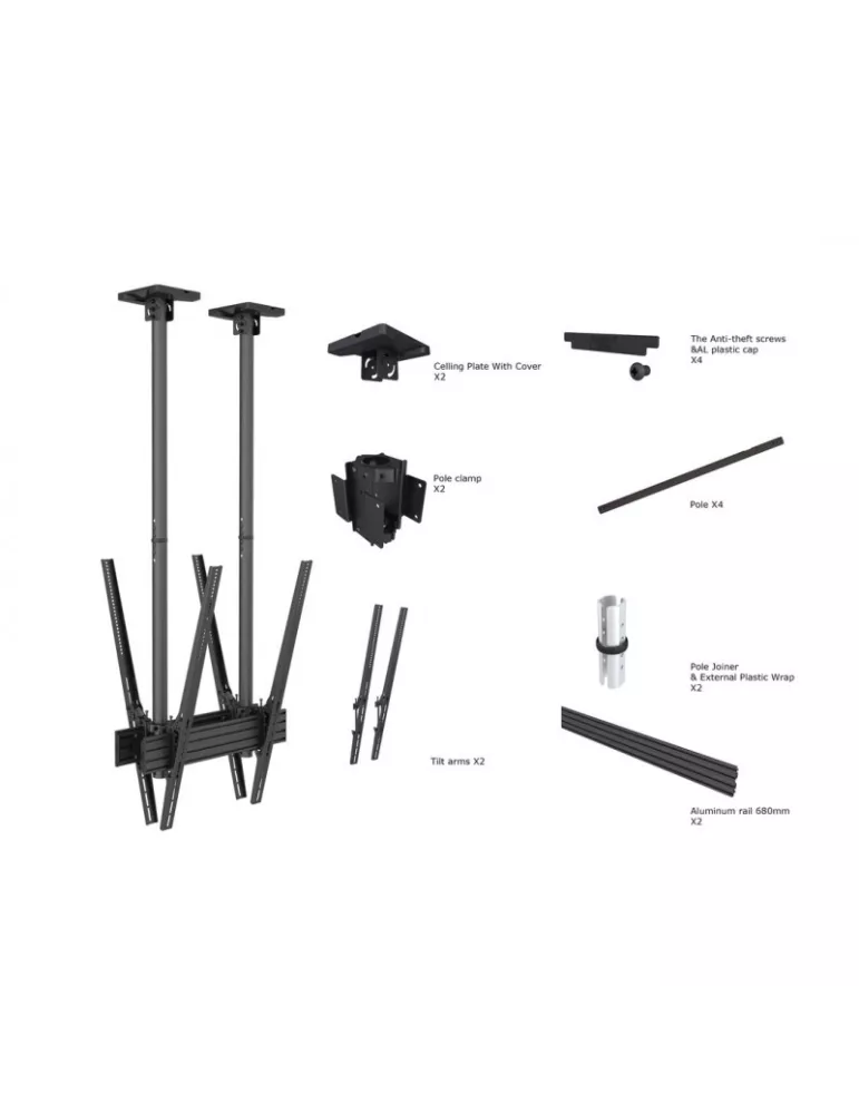 MULTIBRACKETS 6263 Deckenhalterung Multibrackets MBC1UX2PSD Ceiling Mount Pro - 2 Monitore 40 -100  VESA Max 600x900 MULTIBRAC