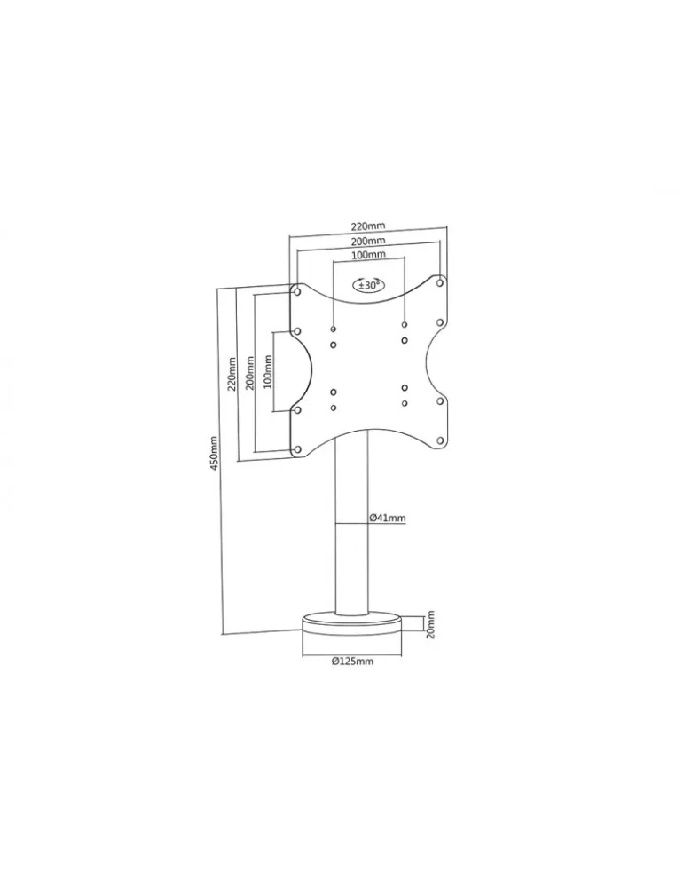 MULTIBRACKETS 4400 Support de table à fixer  Bolt Down Turn 200 Max pour ecran pour écran LCD 23"- 43" VESA MAX 200x200
