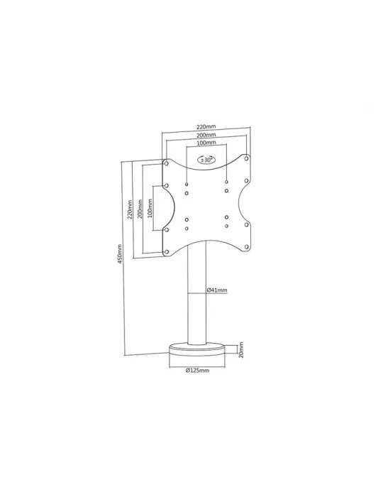 MULTIBRACKETS 4400 Support de table à fixer  Bolt Down Turn 200 Max pour ecran pour écran LCD 23"- 43" VESA MAX 200x200