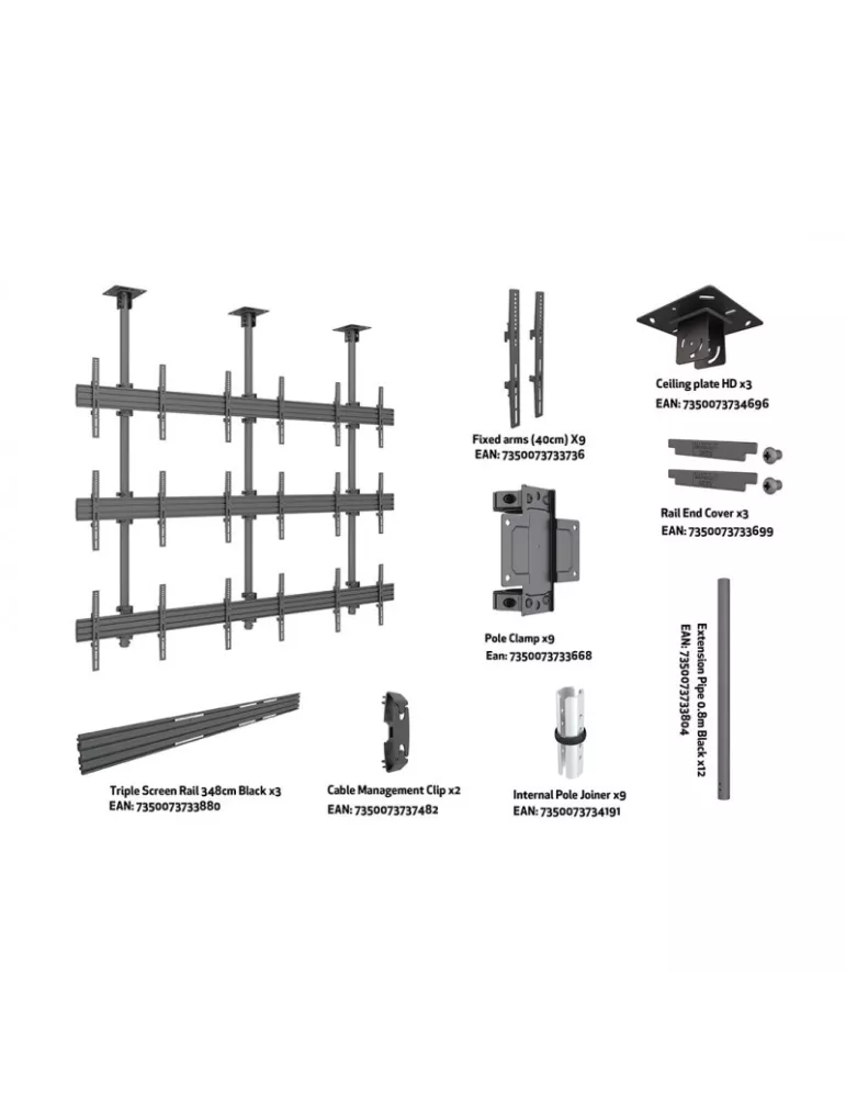 MULTIBRACKETS 3576 Deckenhalterung Multibrackets MBC3X3U Ceiling Mount Pro - 9 Bildschirme 40 -65  VESA Max 600x400 MULTIBRACK