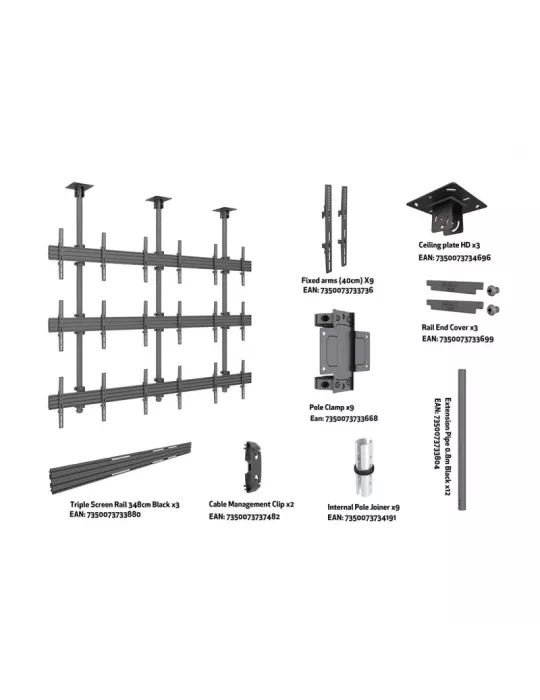 MULTIBRACKETS 3576 Ceiling Mount Multibrackets MBC3X3U Ceiling Mount Pro - 9 screens 40 -65  VESA Max 600x400 MULTIBRACKETS MU