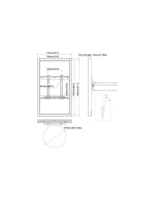 MULTIBRACKETS 4554 Caisson colonne Multibrackets Enclosure 55  Column Medium White - 55  screen VESA Max 600x400 MULTIBRACKETS