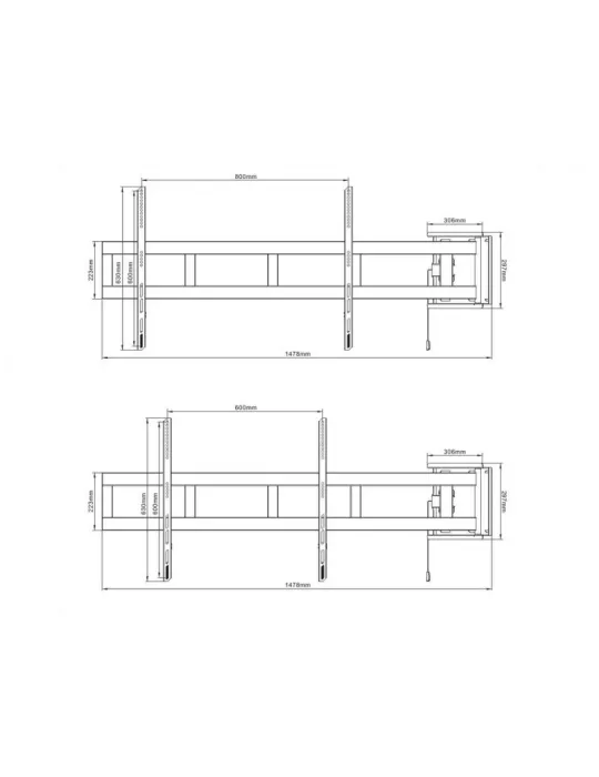 MULTIBRACKETS 2654 Support mural bras oscillant XL Multibrackets Swing Arm 180  XL pour ecran 70 -84  - Max 125kg VESA MAX 800