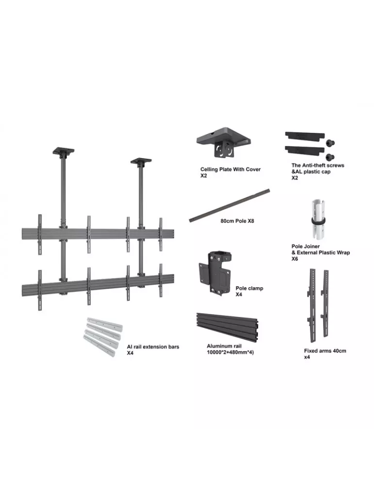 MULTIBRACKETS 3552 Ceiling Mount Multibrackets MBC2X2U Ceiling Mount Pro - 4 screens 40 -65  VESA Max 600x400 MULTIBRACKETS MU