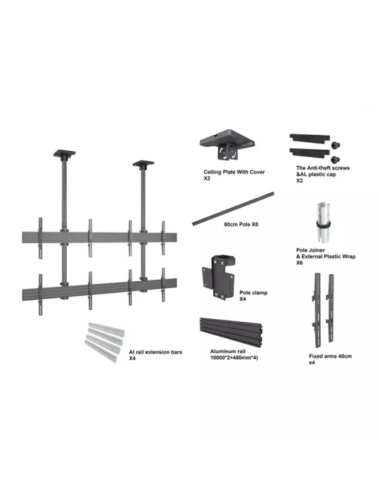 MULTIBRACKETS 3552 Deckenhalterung Multibrackets MBC2X2U Ceiling Mount Pro - 4 Bildschirme 40 -65  VESA Max 600x400 MULTIBRACK
