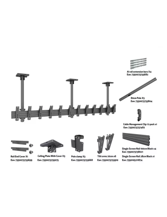 MULTIBRACKETS 6398 Multibrackets Menu Board Mount Pro MBC6X1U - 6 screens 27 -32  VESA Max 200x200 MULTIBRACKETS MUL6398 | Mus