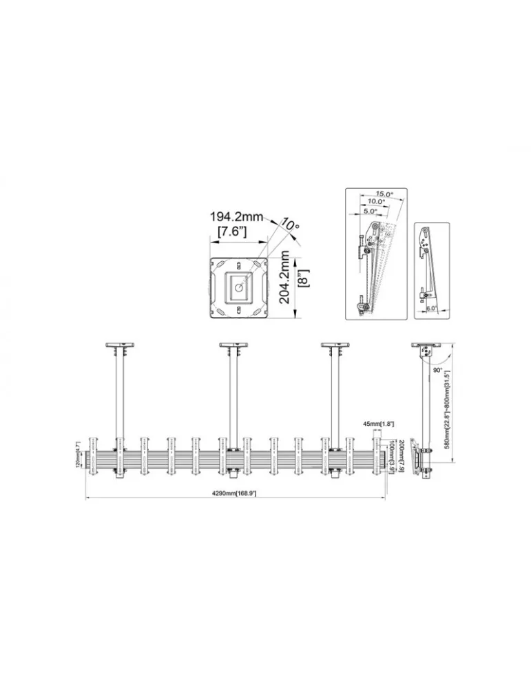 MULTIBRACKETS 6398 Multibrackets Menu Board Mount Pro MBC6X1U - 6 screens 27 -32  VESA Max 200x200 MULTIBRACKETS MUL6398 | Mus