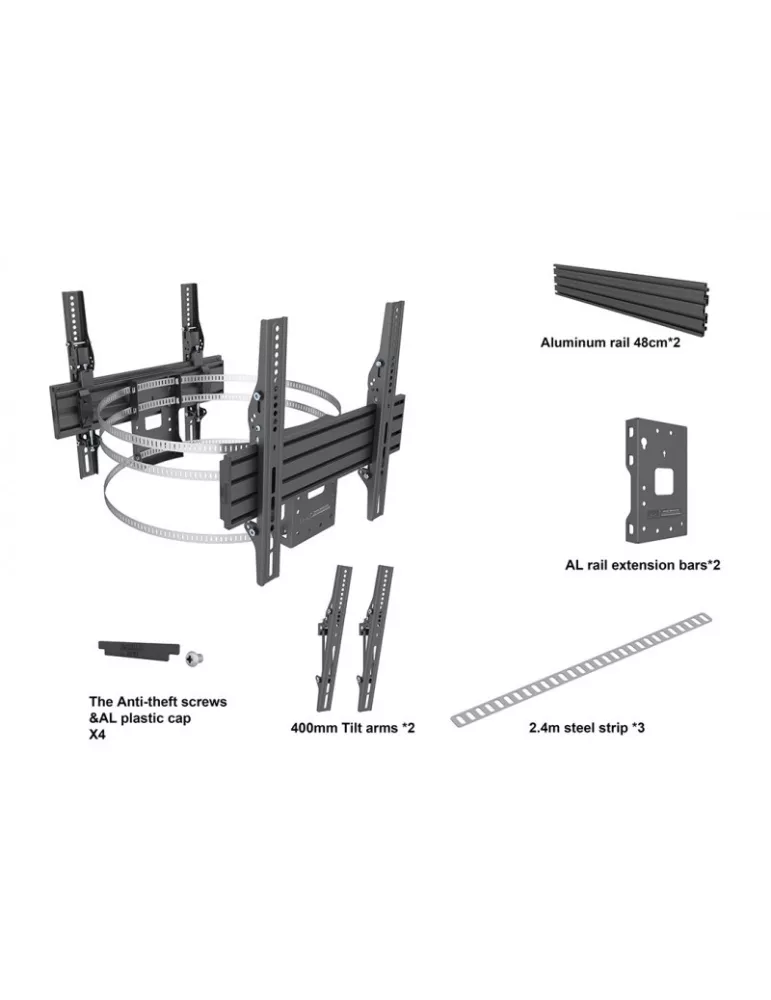 MULTIBRACKETS 3076 Support mural double affichage Multibrackets Wallmount Column Dual - 2 écrans 32"-65" VESA Max 400x400