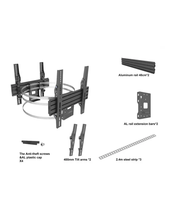 MULTIBRACKETS 3076 Support mural double affichage Multibrackets Wallmount Column Dual - 2 screens 32 -65  VESA Max 400x400 MUL