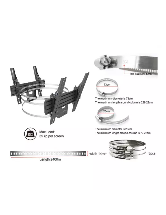 MULTIBRACKETS 3076 Support mural double affichage Multibrackets Wallmount Column Dual - 2 écrans 32"-65" VESA Max 400x400