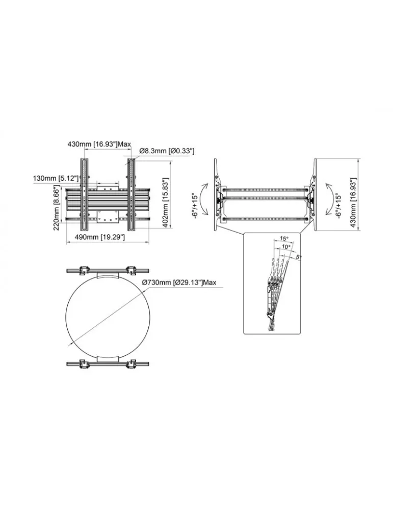 MULTIBRACKETS 3076 Support mural double affichage Multibrackets Wallmount Column Dual - 2 screens 32 -65  VESA Max 400x400 MUL