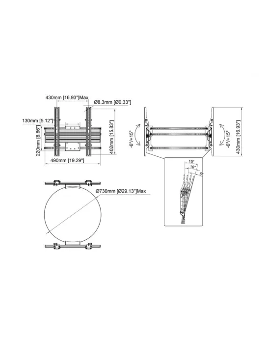 MULTIBRACKETS 3076 Support mural double affichage Multibrackets Wallmount Column Dual - 2 screens 32 -65  VESA Max 400x400 MUL