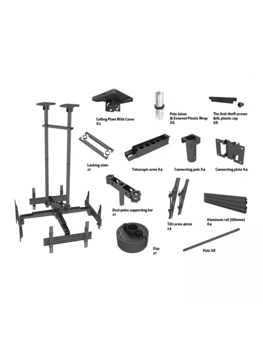MULTIBRACKETS 8878 Ceiling mount Multibrackets MBC4UHD Ceiling Mount Pro - 4 screens 50 -75  VESA Max 600x400 MULTIBRACKETS MU