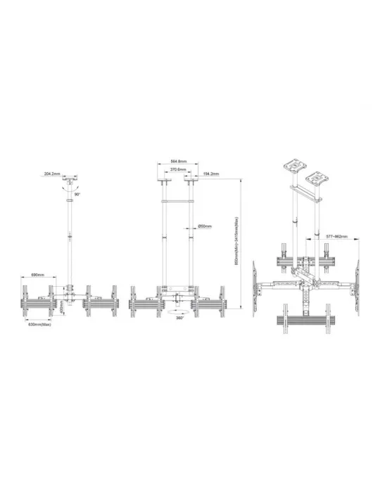 MULTIBRACKETS 8878 Deckenhalterung Multibrackets MBC4UHD Ceiling Mount Pro - 4 Bildschirme 50 -75  VESA Max 600x400 MULTIBRACK