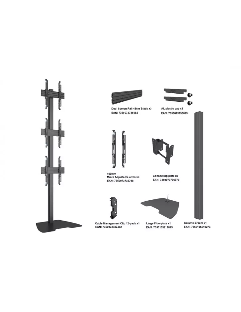 MULTIBRACKETS 6757 Support sol Multibrackets Floorstand Column Pro MBFSC3U 270 - 3 screens 40 -65  VESA Max 400x400 MULTIBRACK