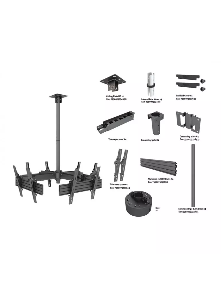 MULTIBRACKETS 3538 Support plafond Multibrackets Ceiling Mount PRO MBC4U VESA 600x400 REF  MULTIBRACKETS MUL3538 | MusicGoodDe