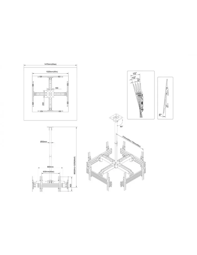 MULTIBRACKETS 3538 Support plafond Multibrackets Ceiling Mount PRO MBC4U VESA 600x400 REF  MULTIBRACKETS MUL3538 | MusicGoodDe