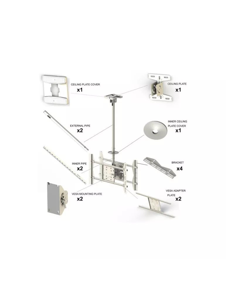 MULTIBRACKETS 2524 Support plafond Multibrackets Public Ceilingmount Large Back to Back - écrans dos à dos 55"-70" VESA Max 600
