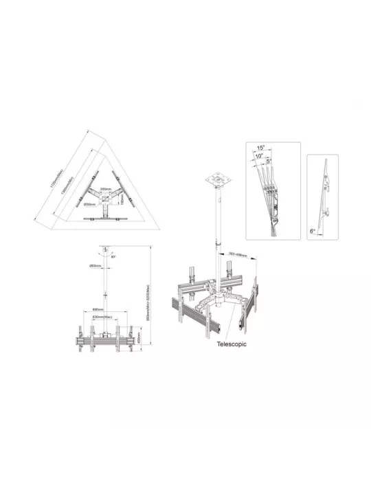 MULTIBRACKETS 8861 Deckenhalterung Multibrackets MBC3UHD Ceiling Mount Pro - 3 Bildschirme 50 -75  VESA Max 600x400 MULTIBRACK