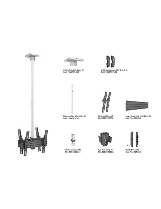 MULTIBRACKETS 8652 Support plafond Multibrackets Ceiling Mount Pro MBC1UX2 White - 2 screens 32 -75  VESA Max 400x400 MULTIBRA