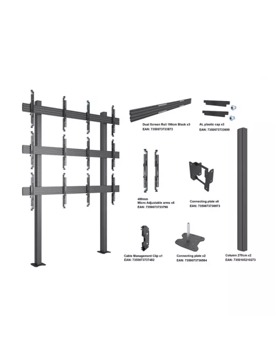 MULTIBRACKETS 3410 Support sol a fixer pour mur vidéo Multibrackets Floormount Column Pro 2x3 270 - 6 écrans 32-65" VESA Max 60