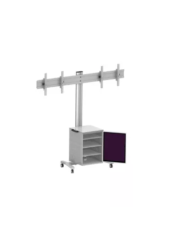 MULTIBRACKETS 7778 Mobiler Ständer Multibrackets Public Display Stand 180 Dual MediaBox4 Silber - 2 Bildschirme 40 -60  VESA 8 2