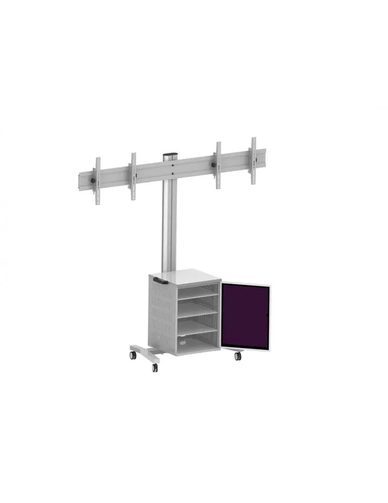 MULTIBRACKETS 7778 Mobiler Ständer Multibrackets Public Display Stand 180 Dual MediaBox4 Silber - 2 Bildschirme 40 -60  VESA 8