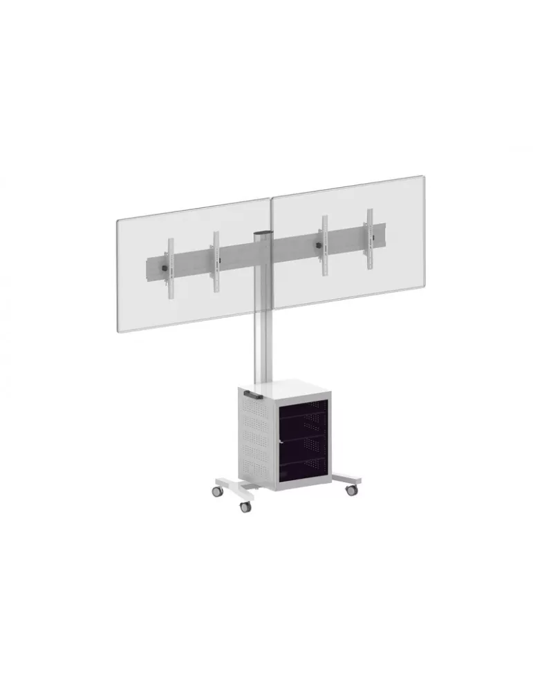 MULTIBRACKETS 7778 Support mobile Multibrackets Public Display Stand 180 Dual MediaBox4 Silver - 2 screens 40 -60  VESA 800x40
