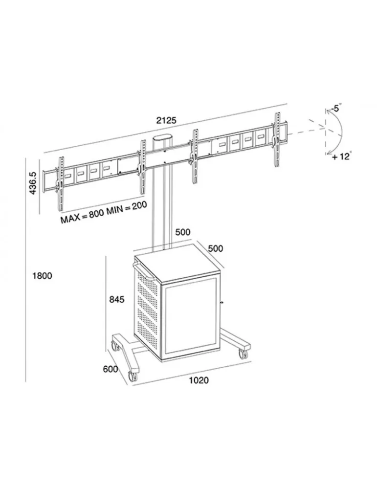 MULTIBRACKETS 7778 Support mobile Multibrackets Public Display Stand 180 Dual MediaBox4 Silver - 2 screens 40 -60  VESA 800x40