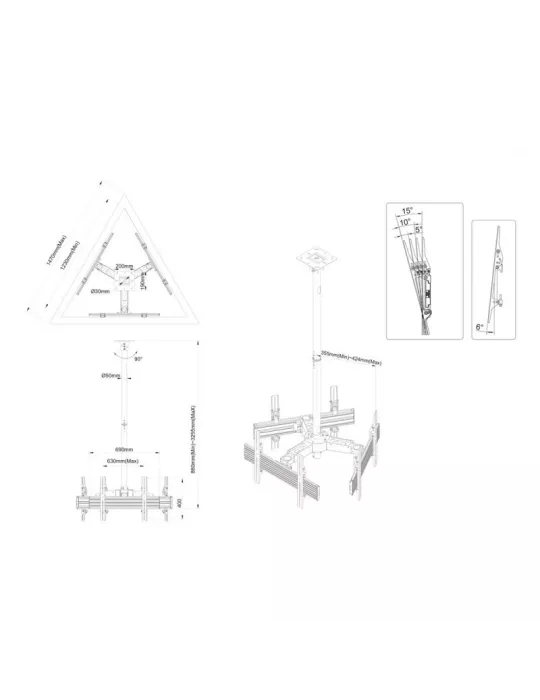 MULTIBRACKETS 3521 Ceiling mount Multibrackets MBC3U Ceiling Mount Pro - 3 screens 40 -65  VESA Max 600x400 MULTIBRACKETS MUL3