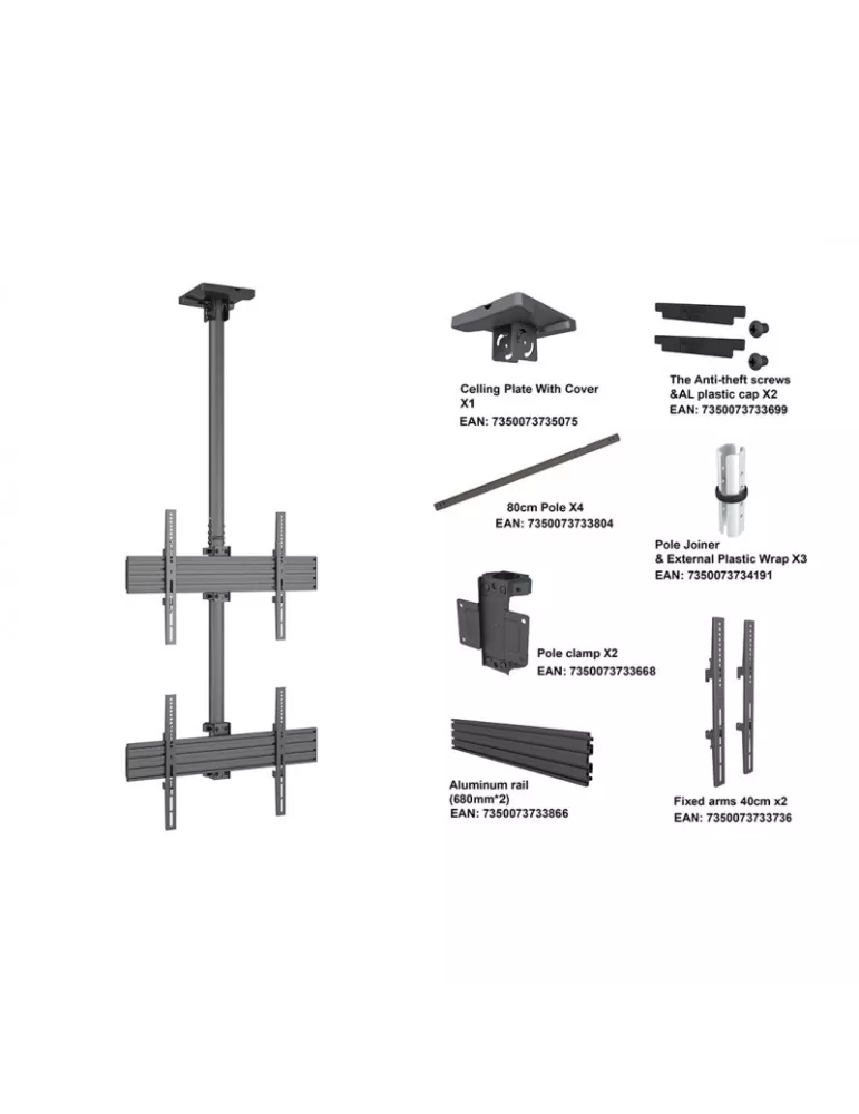 MULTIBRACKETS 3545 Ceiling mount Multibrackets MBC2U Ceiling Mount Pro - 2 screens 40 -65  VESA Max 600x400 MULTIBRACKETS MUL3