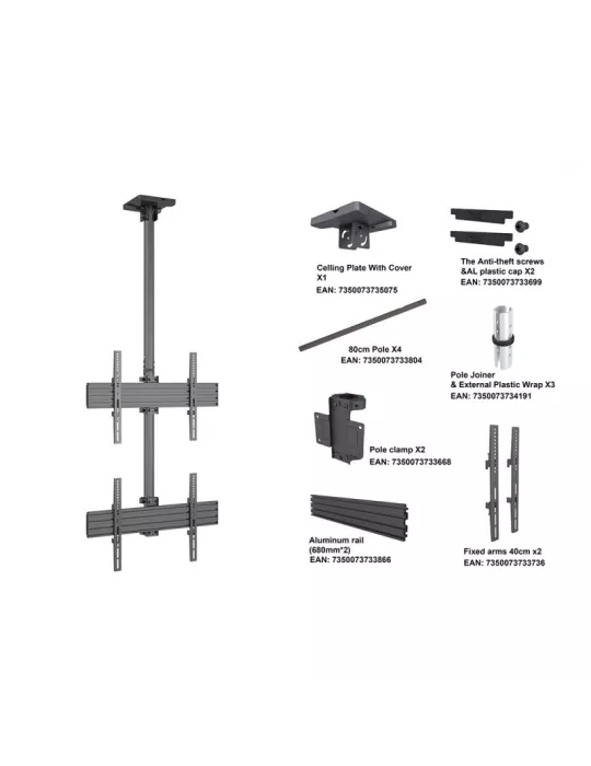 MULTIBRACKETS 3545 Support plafond Multibrackets MBC2U Ceiling Mount Pro - 2 écrans 40"-65" VESA Max 600x400