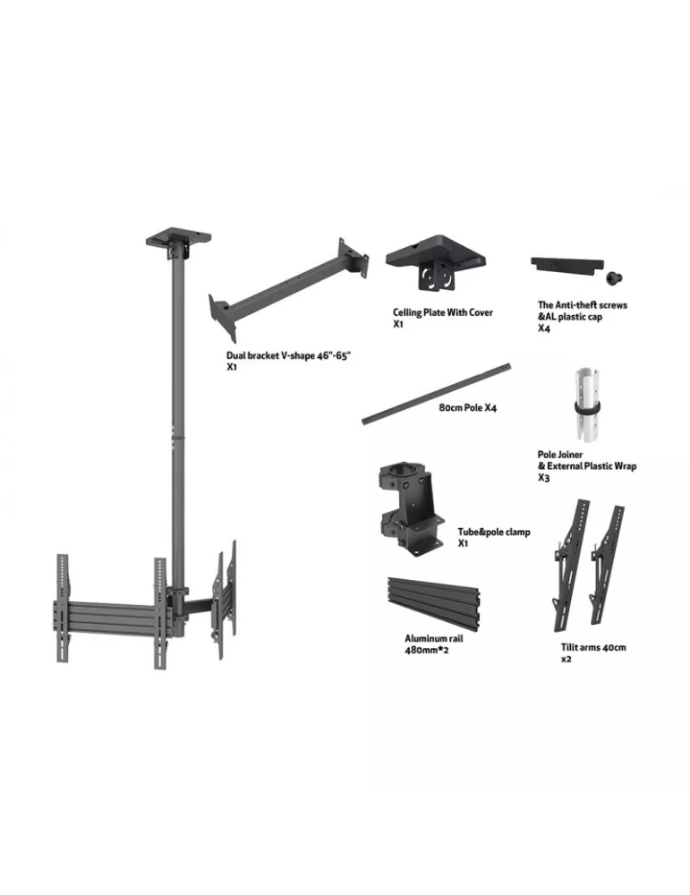 MULTIBRACKETS 2468 Ceiling Mount 2 Screens Multibrackets MBC2UPV 400 Ceiling Mount Pro - 46  65  VESA Max 400x400 MULTIBRACKET