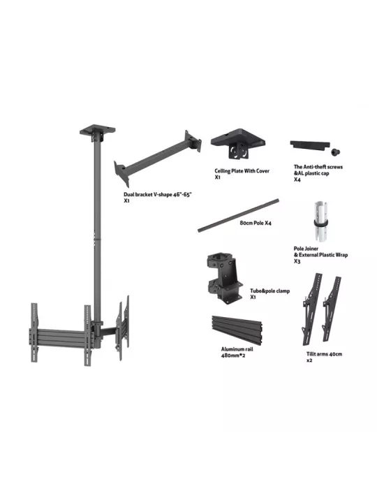 MULTIBRACKETS 2468 Support plafond 2 Ecrans Multibrackets MBC2UPV 400 Ceiling Mount Pro - 46"~65" VESA Max 400x400