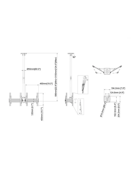 MULTIBRACKETS 2468 Soporte de techo para 2 pantallas Multibrackets MBC2UPV 400 Ceiling Mount Pro - 46  65  VESA Max 400x400 MU
