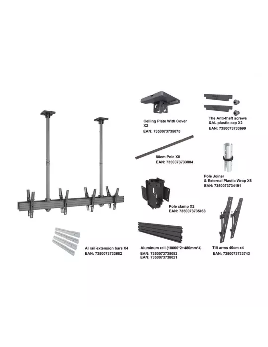 MULTIBRACKETS 3491 Double-sided ceiling mount Multibrackets MBC2X1U2 Ceiling Mount Pro - 4 screens 40 -65  VESA Max 600x400 MU