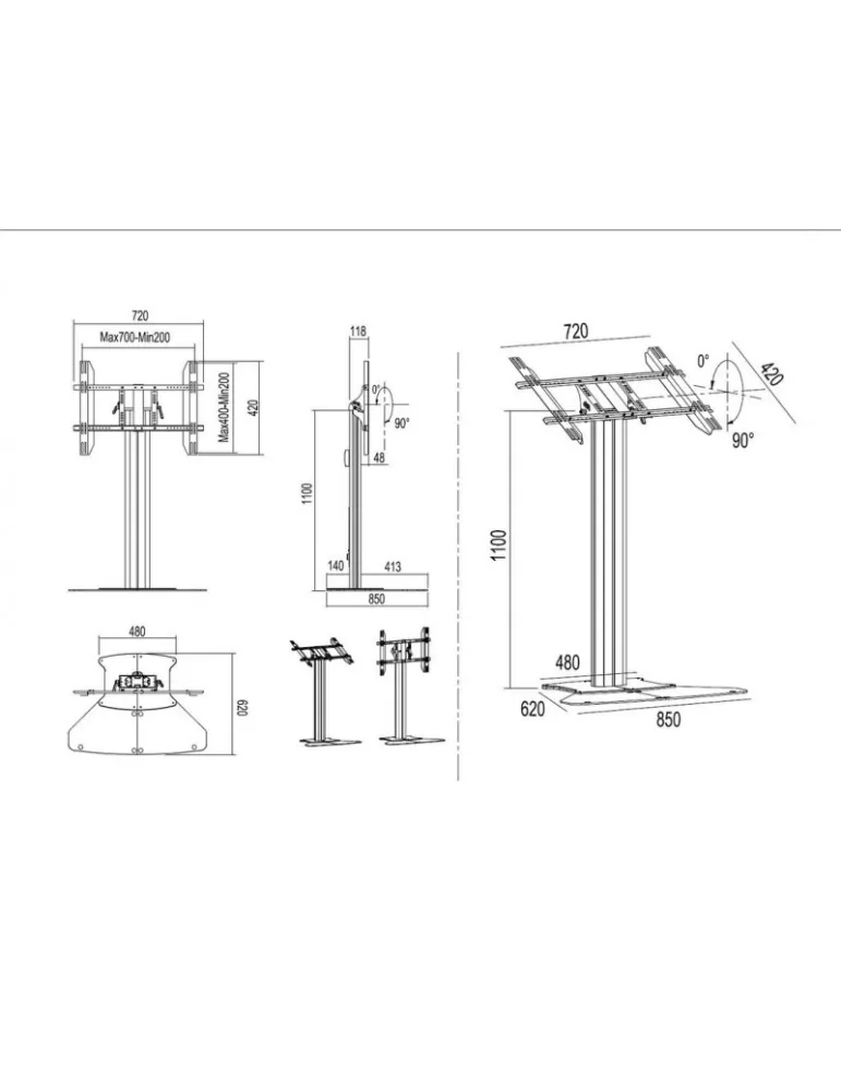 MULTIBRACKETS 7413 Support sol inclinable Multibrackets Public Display Stand 110HD 32-55   REF  MULTIBRACKETS MUL7413 | MusicG