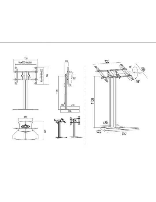 MULTIBRACKETS 7413 Neigbarer Bodenständer Multibrackets Public Display Stand 110HD 32-55   REF  MULTIBRACKETS MUL7413 | MusicG