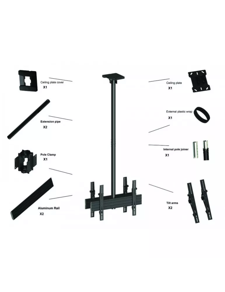 MULTIBRACKETS 3453 Double-sided ceiling mount Multibrackets MBC1UX2 Ceiling Mount Pro - 2 screens 42 -75  VESA Max 600x400 MUL