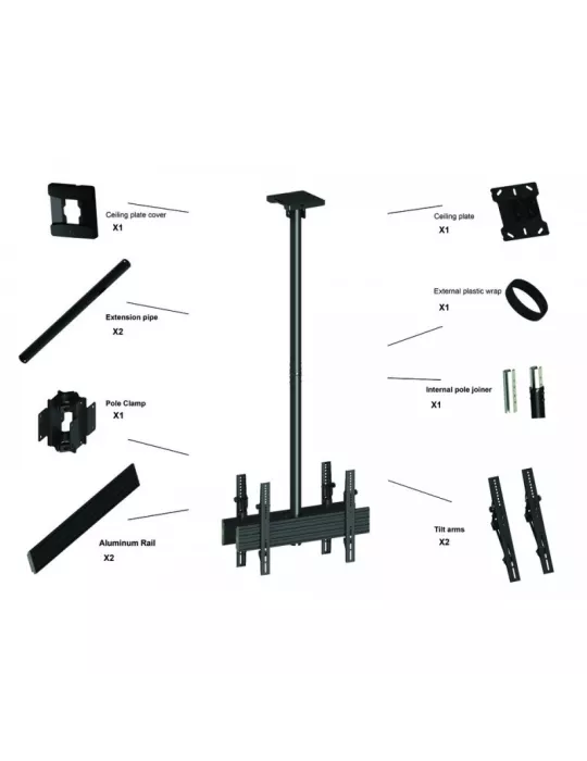 MULTIBRACKETS 3453 Soporte de techo de doble cara Multibrackets MBC1UX2 Soporte de techo Pro - 2 pantallas 42 -75  VESA Max 60