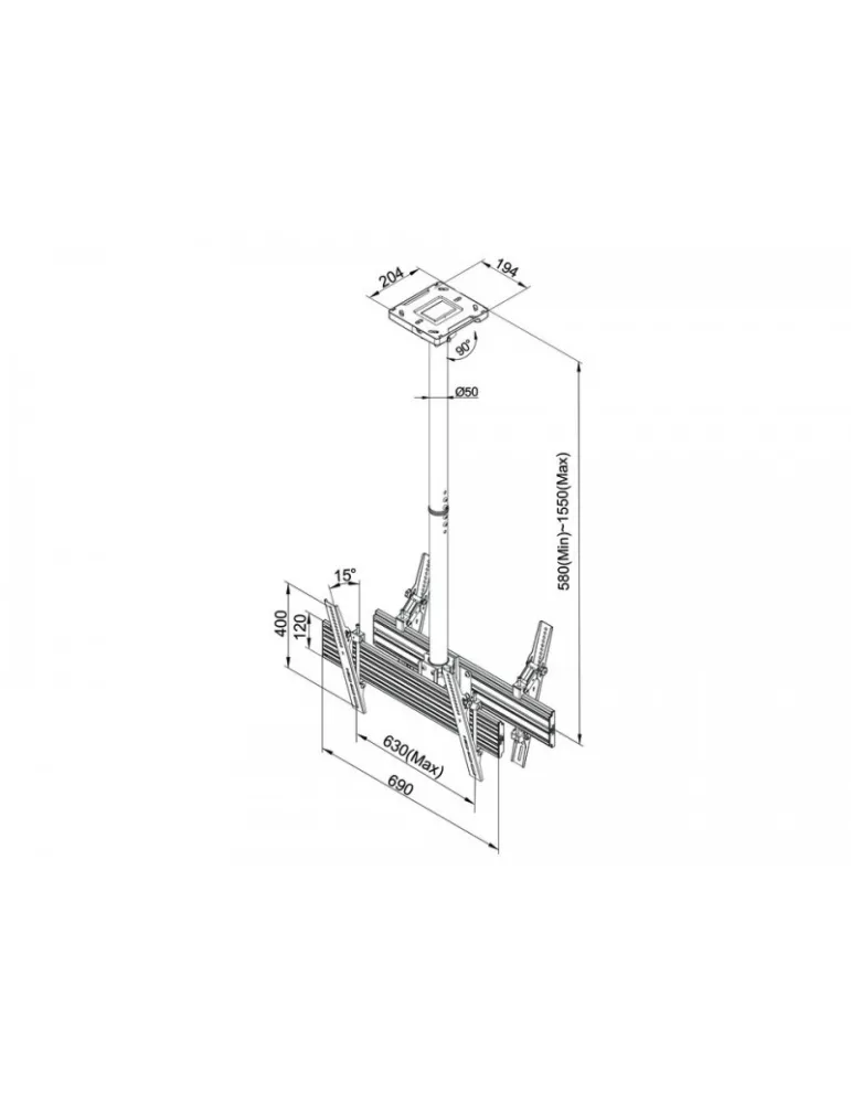 MULTIBRACKETS 3453 Doppelseitige Deckenhalterung Multibrackets MBC1UX2 Ceiling Mount Pro - 2 Bildschirme 42 -75  VESA Max 600x