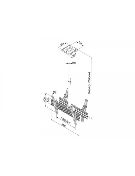 MULTIBRACKETS 3453 Double-sided ceiling mount Multibrackets MBC1UX2 Ceiling Mount Pro - 2 screens 42 -75  VESA Max 600x400 MUL
