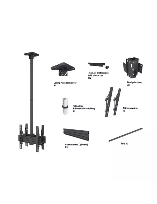 MULTIBRACKETS 8892 Doppelseitige Deckenhalterung Multibrackets MBC1UX2 Ceiling Mount Pro - 2 Bildschirme 32 -75  VESA Max 400x